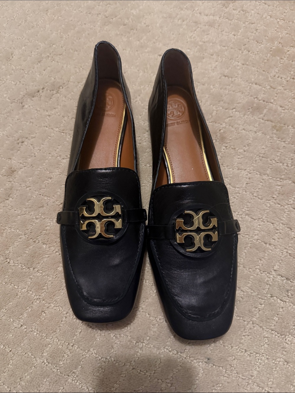 Tory Burch Black Women's Loafers with Gold Emblem